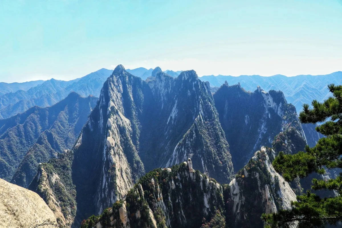 Stone steps carved into the near-vertical cliff of Mount Hua