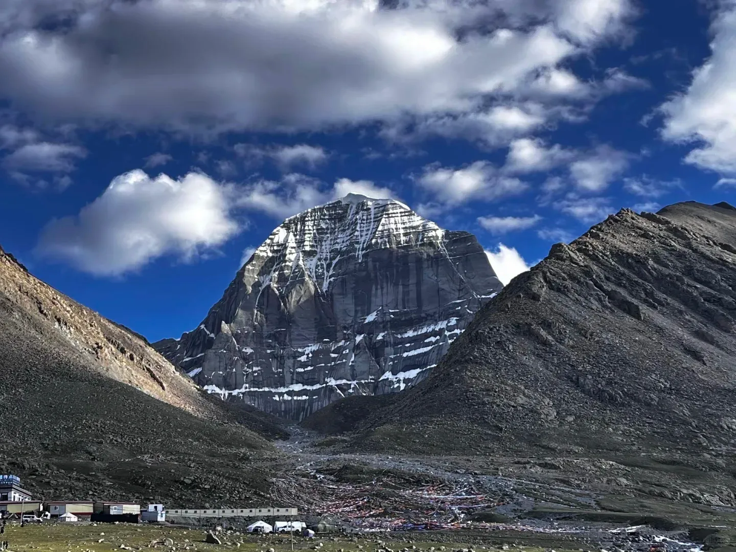 Mount Kailash south face and the pilgrims' kora path