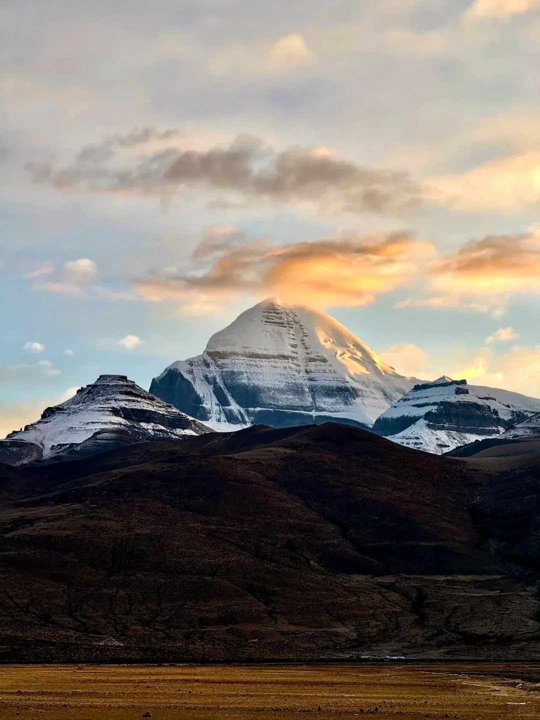 Mount Kailash's pyramid-shaped peak in western Tibet